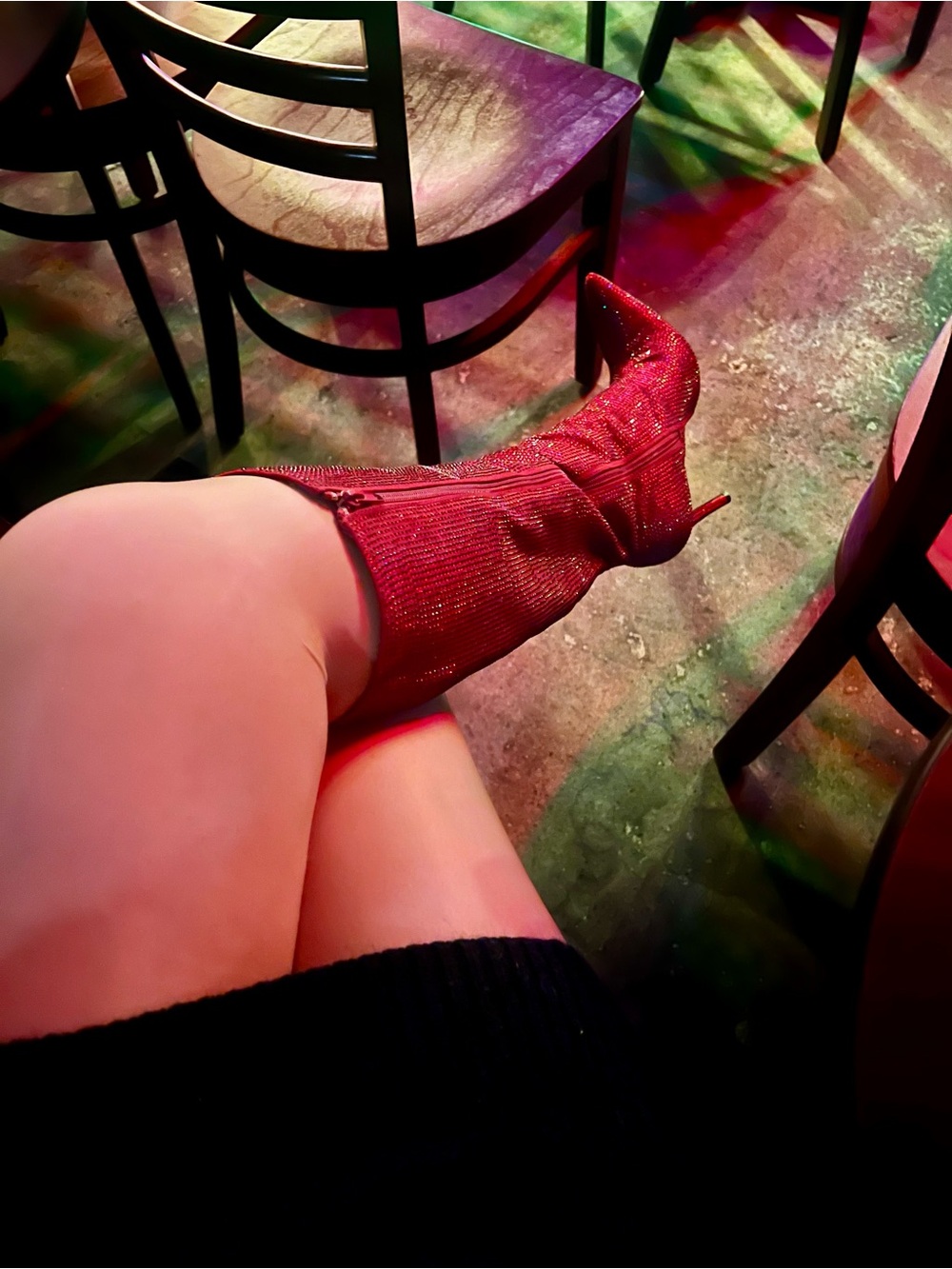 Red Sparkle Stiletto Boots